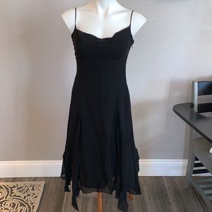 Vintage BCBGMaxAzria Black Silk Pleated Strappy Evening Dress. Sz. 2